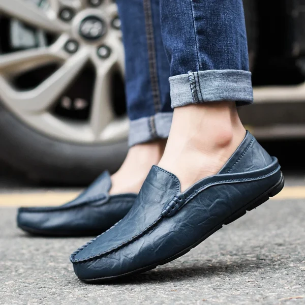 Sommer Mode Männer Müßiggänger Italienischen Casual Luxus Marke Männer Schuhe Aus Echtem Leder Mokassins Licht Atmungsaktive Slip auf Boot Schuhe 2