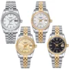 Parnis 36mm Herren Automatikuhr Miyota 821A 6T51 Luxus 5ATM Gold/Schwarz/Silber Zifferblatt Unisex Saphirglas Datum solides Armband
