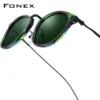 FONEX Acetat Titan Sonnenbrille Frauen Trendy Marke Design Vintage Retro Runde Polarisierte Japanische Sonnenbrille für Männer 85845