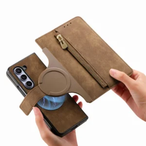 2 in 1 abnehmbare Reißverschlusskarten Solt Wallet Handyhülle für Samsung Galaxy Z Fold 6 5 4 3 Fold6 Fold5 Fold4 Fold3 5G Lederhülle
