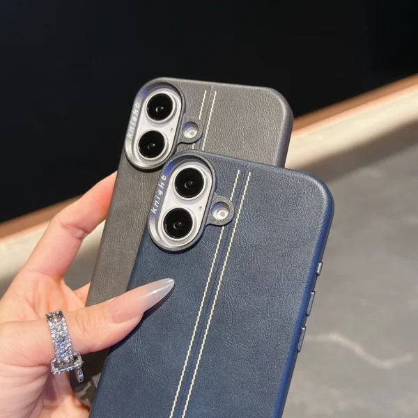 Magnetische Leder-Handyhülle für iPhone 13, 14, 15, 16 Pro Max Plus, luxuriöse Business-Leder-Magsafe-Telefonabdeckung, kabelloses Laden 3