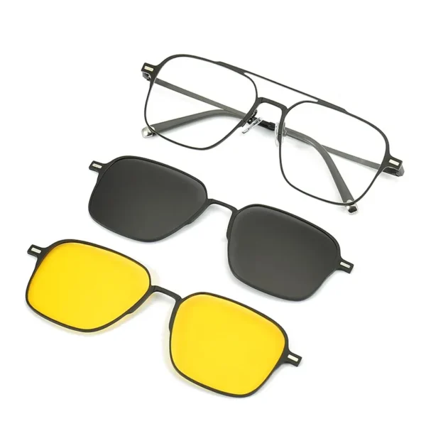 Metall 3 in 1 neuen Stil Magnet clip auf Brille Rahmen Trend polarisierte Sonnenbrille für Männer optische Computer brille uv400 2
