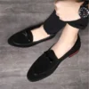 Herren-Freizeitschuhe mit Schleife, trendige Party- und Hochzeits-Loafer, Mokassins, echtes Wildleder, Herren-Fahr-Flats, Slip-on 4