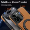 Für iPhone 16e/16 Pro Max 15 14 Plus 13 12 Handyhülle Magnetisches Metall 360 Ständer Luxus Nähte Leder stoßfeste Abdeckung 3