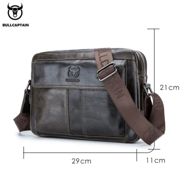 BULLCAPTAIN Umhängetasche für Herren aus echtem Leder, große Kapazität, lässige multifunktionale Handtasche, eine modische Business-Aktentasche 6