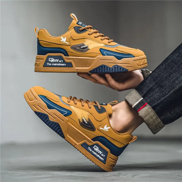 2024 Herbst neue lässige Sportschuhe Herren Leder Low-Top Modetrend einfach am Spiel Laufschuhe Herren Skateboardschuhe geeignet für Outdoor-Sportarten 5