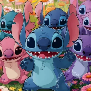 Stitch Lilo & Stitch 5D-Diamant-Malerei-Set zum Selbermachen, Diamant-Stickerei, Kreuzstich, handgefertigte Kunst, Geschenk, Basteln, Heimdekoration