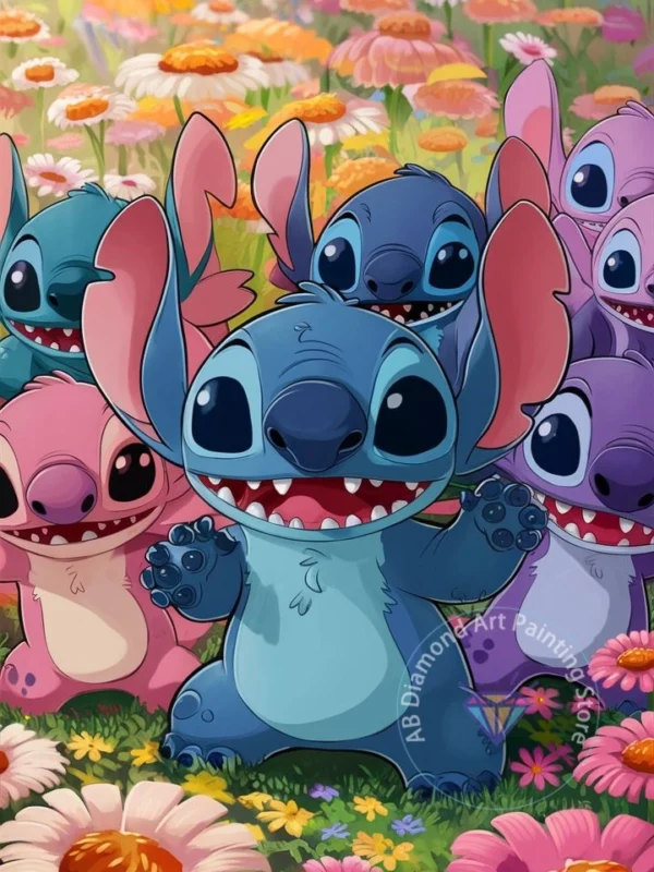 Stitch Lilo & Stitch 5D-Diamant-Malerei-Set zum Selbermachen, Diamant-Stickerei, Kreuzstich, handgefertigte Kunst, Geschenk, Basteln, Heimdekoration