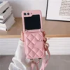 Cross body Leder Handy hülle für Samsung Galaxy Z Flip 6 5 4 3 5g Flip5 Flip4 Flip6 5g Brieftasche Karten halter weiche stoß feste Abdeckung
