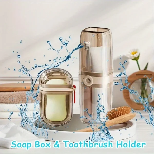 Tragbare Reise-Seifenbox und Zahnbürstenhalter-Set – robuster Kunststoff, perfekt für Camping- und Badezimmerzubehör 2