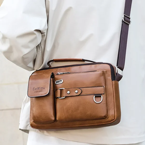 PU Umhängetasche Herren Handtasche Herren Casual Bag Businesstasche Große Kapazität Schulter Umhängetasche 6