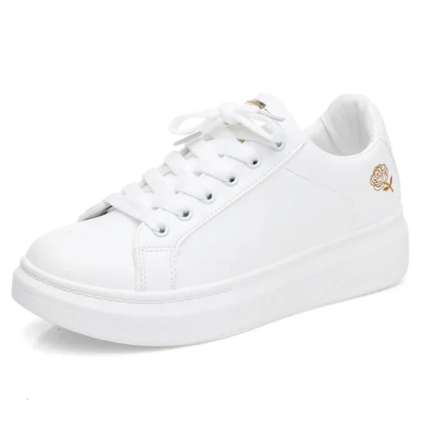 2022 frauen Casual Schuhe Neue Frühjahr Mode Gestickte Weiße Atmungsaktive Blume Lace-Up Turnschuhe 6