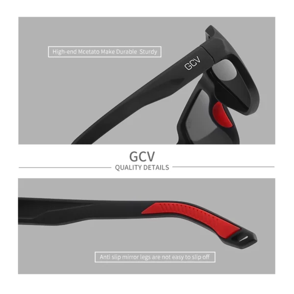 GCV Marke Professionelle Angeln Fahren Radfahren Sport Brille Polarisierte Sonnenbrille Platz Rechteck Männer Frauen UNISEX TR90 5