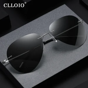 Clloio ultraleichte reine Titan polarisierte Sonnenbrille Männer Pilot randlose Blends chutz brille uv400 Mode Sonnenschutz Brillen