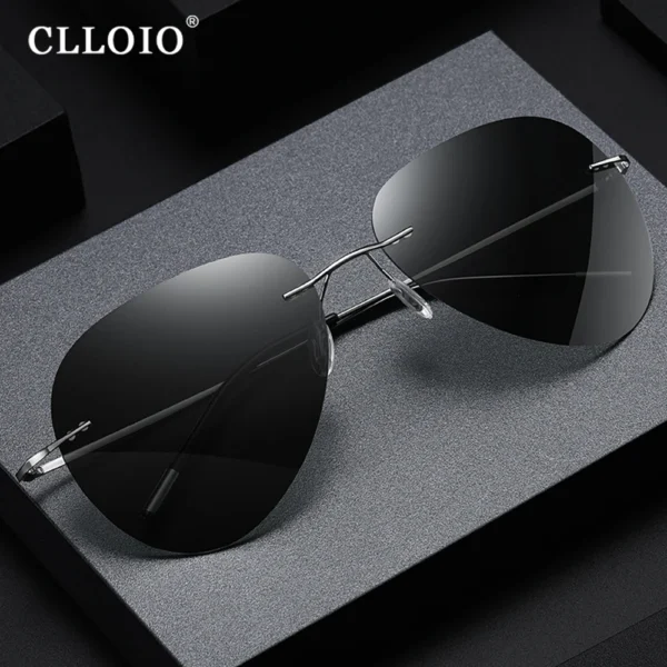 Clloio ultraleichte reine Titan polarisierte Sonnenbrille Männer Pilot randlose Blends chutz brille uv400 Mode Sonnenschutz Brillen