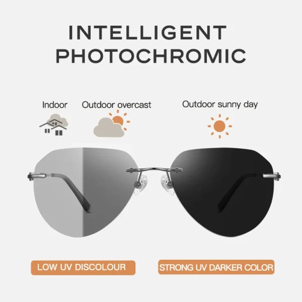 CAPONI Randlose männer Sonnenbrille Polarisierte Photochrome UV400 Outdoor Fahren Sonnenbrille Titan Legierung Mode Brillen BS22003 2