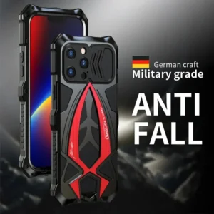Stoßfeste Rüstungs-Metall-Telefonhülle für iPhone 13, 14, 15, 16 Pro Max, robuste Anti-Fall-Telefonabdeckung für Samsung S23 S22 S24 Ultra