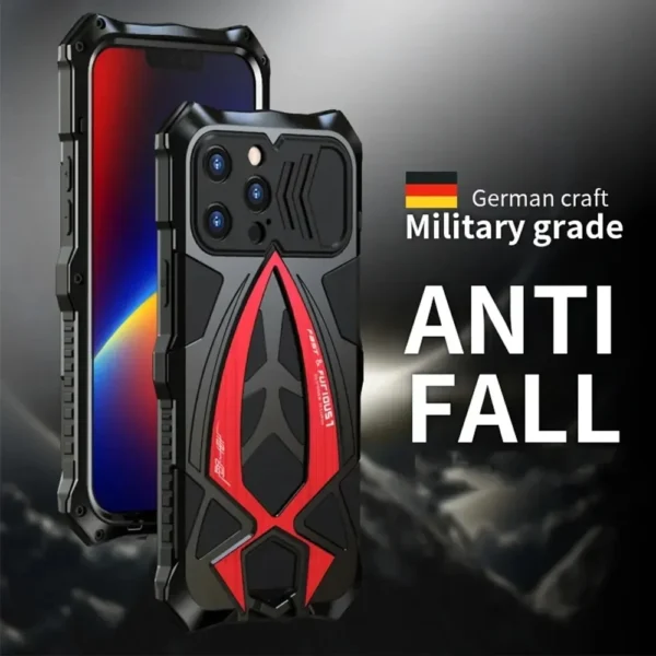 Stoßfeste Rüstungs-Metall-Telefonhülle für iPhone 13, 14, 15, 16 Pro Max, robuste Anti-Fall-Telefonabdeckung für Samsung S23 S22 S24 Ultra