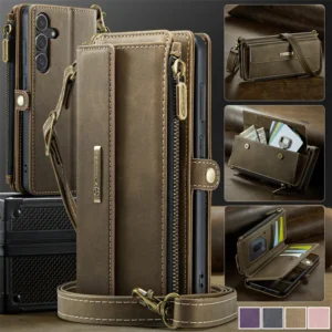 CaseMe Zipper Wallet Flip Leder Handyhülle für Samsung Galaxy S25 Ultra S24 FE S23 Plus S22 S21 S20 A16 A56 Multi Cards Cover
