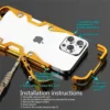 Stoßfest Metall Bumper Fall Für iPhone 12 13 14 15 16 Pro Max Fall Luxus Aluminium Rahmen Abdeckung Funda Für iPhone 16 15 Plus Fall 6