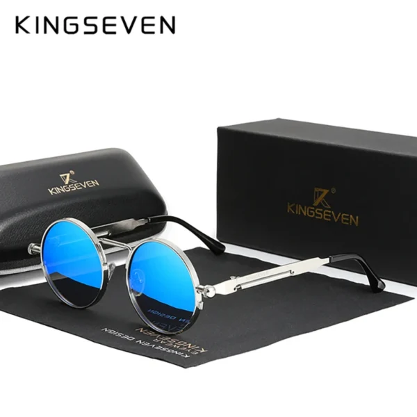 KINGSEVEN Marke Original Designe Sonnenbrille Gothic Steampunk Polarisierte Männer UV400 Gläser Frauen Runde Rahmen Retro Kausalen Brillen 3