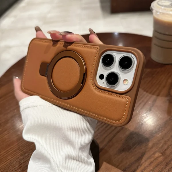 Magnetische Leder Halter Telefon Fall Für Iphone 13 14 15 16 Pro Max Plus Halter Luxus Stand Telefon Abdeckung Für IPHON 14 15 16 Promax