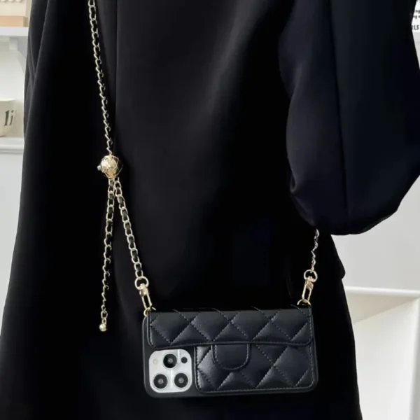 Brieftasche mit Kartensteckplatz-Halter, Umhängetasche für iPhone 16 Pro Max 15 14 Plus 13 12 11, verstellbares Lanyard aus PU-Leder 4