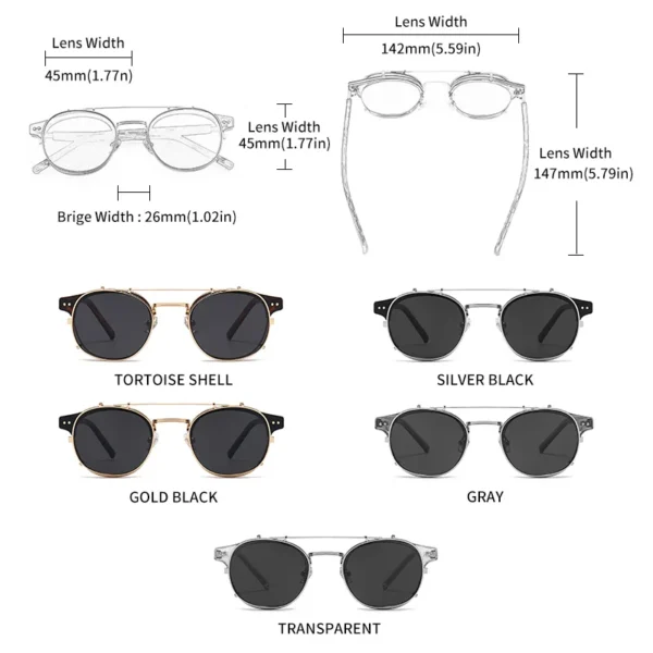 GCV Doppelschicht-Sonnenbrille mit abnehmbaren Gläsern, die Blu-Ray-Brille, Acetat, Gothic, Retro, Steampunk, polarisiert, für Herren und Damen 5