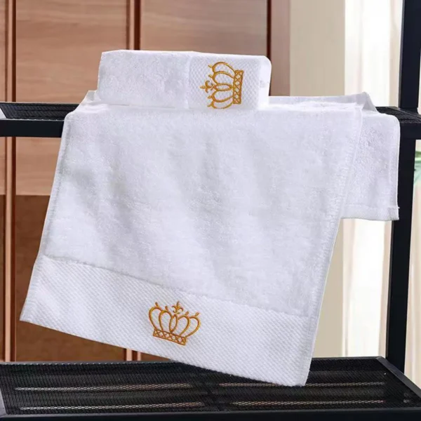 Super saugfähiges Baumwoll tuch für Erwachsene bestickte Krone weiß Hotel Badet uch Strand tuch Bad zubehör Gesichts tuch 4