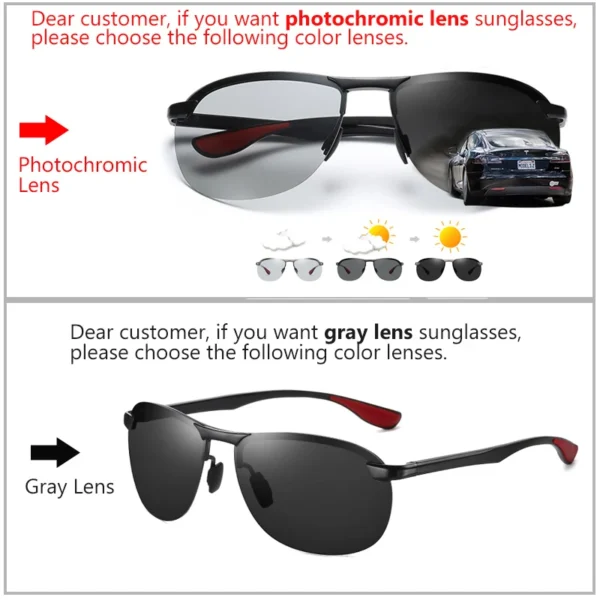 2023 marke Design Upgrade Randlose Photochrome Sonnenbrille Männer Polarisierte Fahren Sonnenbrille Aluminium Anti-Glare heren zonnebril 3
