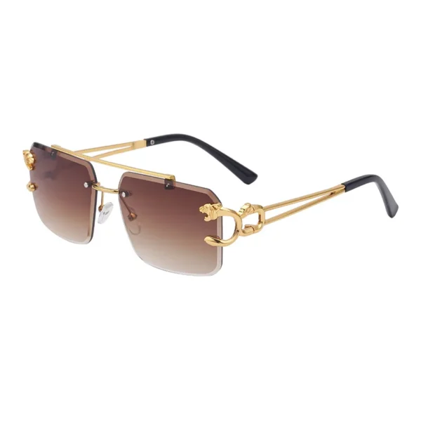 Mode metall leopard randlose sonnenbrille doppel brücken gradienten ozean film schattierungen uv400 4