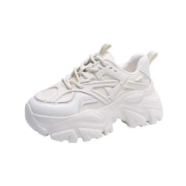 Frauen Neue Mode Plattform Sport Schuhe Frauen Sommer Schwarz Casual Chunky Turnschuhe Frauen Mesh Leder Plattform Schuhe 5