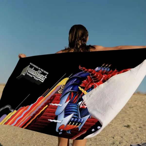 J-Judas P-Priest Handtuch, Mikrofaser-Strandtuch, saugfähig, schnell trocknend, weich, für Yoga, Schwimmresort, Bergsteigen 2