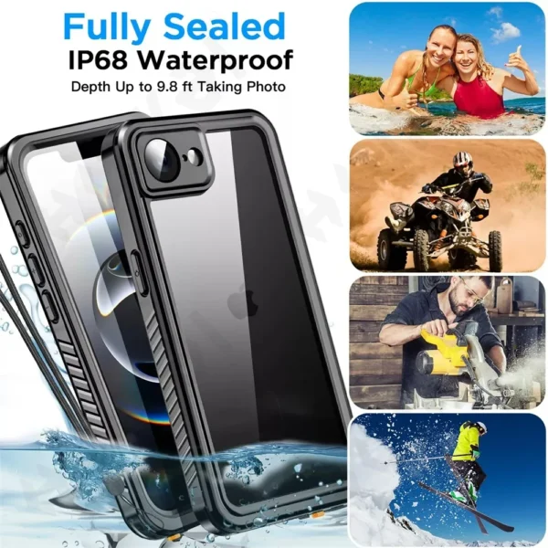 IP68 Wasserdichte Hülle für iPhone 16e 16 15 14 13 12 11 Pro Max XR XS Plus Metall Aluminium Schwimmen Telefon Luxus Unterwasser Abdeckung 5