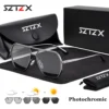 SZTZX Aluminium Männer Photochrome Sonnenbrille Frauen Mode Polarisierte Fahren Schatten Sonnenbrille Quadratische Chameleon Anti-glare Brillen