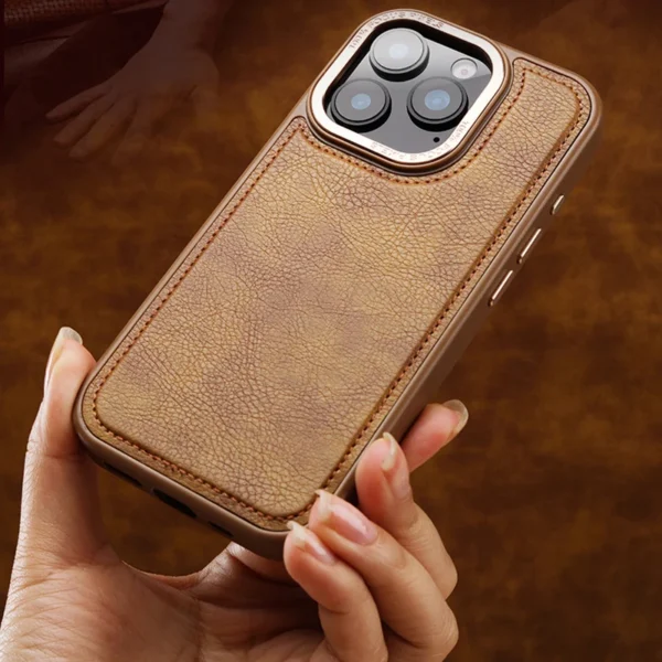 Für iPhone 16 15 14 13 12 Pro Max Plus Handyhülle Magnetisches kabelloses Laden Business Retro-Nähte Leder stoßfeste Abdeckung 3