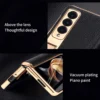 LANGSIDI Ledertasche für Samsung Galaxy Z Fold 6 5 4 3 Fold6 Fold5 Vergoldung Magnetscharnier Standabdeckung mit Spiegelfolie 5