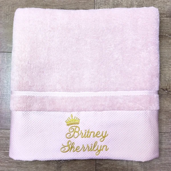 10 Farben individuelle Handtuch-Stickerei, personalisierte Handtücher, Krone mit Namen, Spa, Schönheitssalon, Logo, Schwarz, Lila, Rosa, Weiß 2