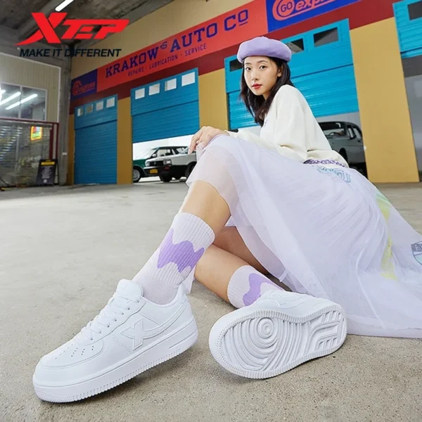 Xtep Damen-Skateboard-Schuhe, weiblich, Frühling, rutschfest, Damen-Wanderschuhe, weiß, schwarz, Haltbarkeit, gemütliche Turnschuhe 881218319851 6