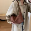 Vintage Handtasche Geldbörse für Frauen Wildleder Umhängetasche Kausale Umhängetaschen Weibliche Luxus Designer Clutch Damen Crescent Hobo Bag 4