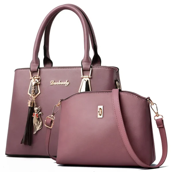 2 Stück/Set Damenhandtasche, exquisiter Anhänger, PU-Umhängetasche für Damen 3