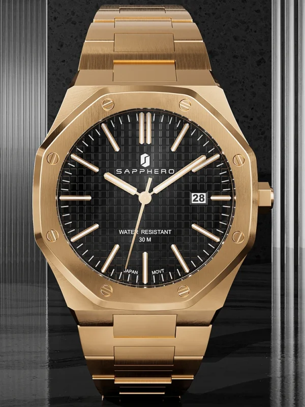 SAPPHERO Rose Gold Männer Uhren Luxus Edelstahl Uhr High-End Männer Geschenke Uhr Datum Mode Sport Wasserdichte Uhr Für Männer 2