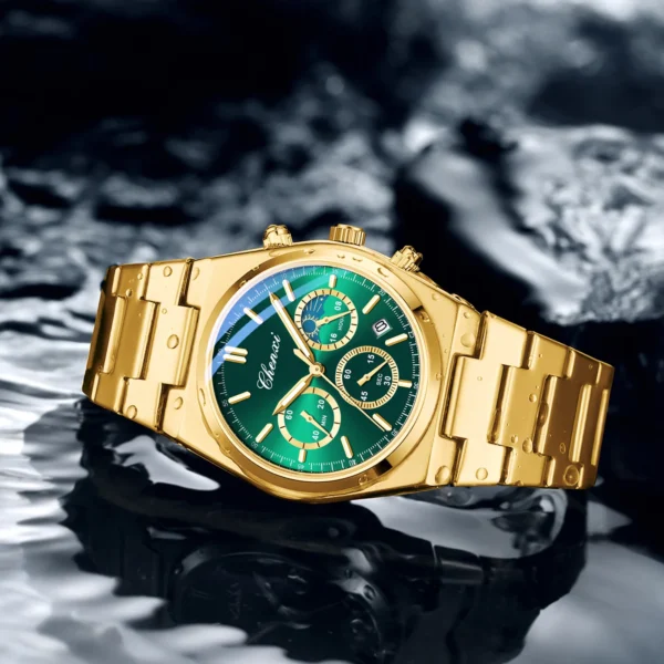 CHENXI Original Luxus Uhren Für Mann Multifunktionale Chronograph Datum Quarz herren Uhr Business Edelstahl Gold Uhr 4