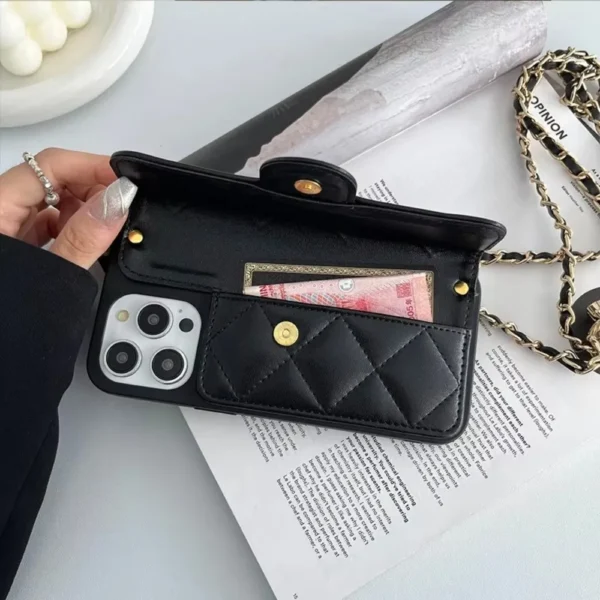 Brieftasche mit Kartensteckplatz-Halter, Umhängetasche für iPhone 16 Pro Max 15 14 Plus 13 12 11, verstellbares Lanyard aus PU-Leder 5