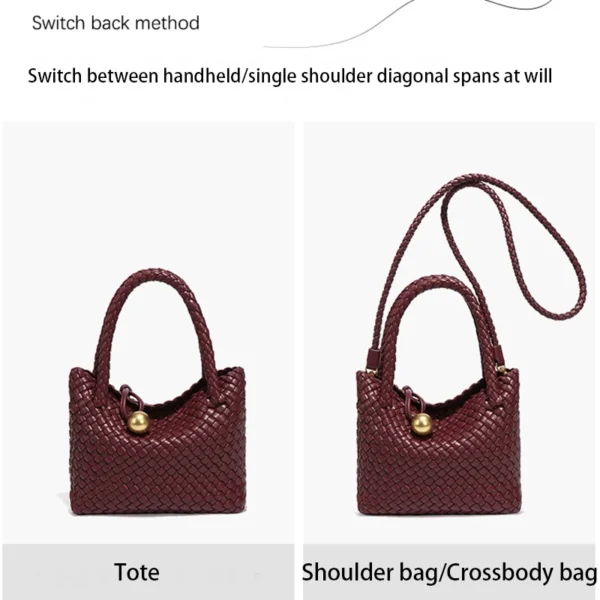 Gewebte Umhängetasche für Damen, Umhängetasche für Damen, kleine Handtasche, veganes Leder, Geldbörse, Tragetasche, Hobo-Tasche 4