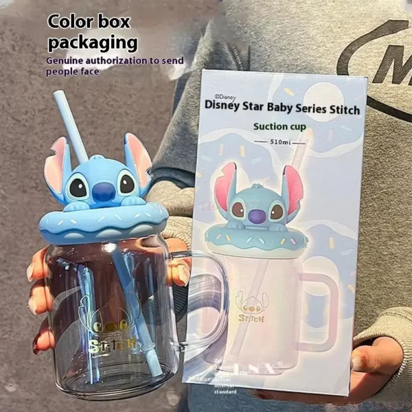 Cartoon Erdbeere Bär Judy Stich Stroh Glas 2025 Neue 480 ml Stroh Glas Büro Campus Mode Kawaii Glas Tasse Geschenk 6
