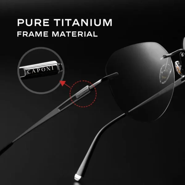 CAPONI Randlose männer Sonnenbrille Polarisierte Photochrome UV400 Outdoor Fahren Sonnenbrille Titan Legierung Mode Brillen BS22003 3