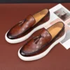 Mode männer Casual Schuhe Geprägte Leder Männer Klassische Retro Britischen Stil Quasten Loafer Herren Slip-on Outdoor Fahren wohnungen 5