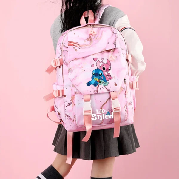 Stitch 3-teiliges Rucksack-Set, Federmäppchen, faltbare isolierte Kühltasche, niedliche Schultasche, lässiger Tagesrucksack für den täglichen Gebrauch 2
