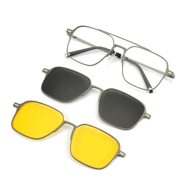 Metall 3 in 1 neuen Stil Magnet clip auf Brille Rahmen Trend polarisierte Sonnenbrille für Männer optische Computer brille uv400 5
